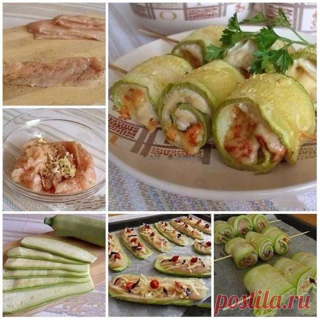 Как приготовить суперские рулетики из кабачков с куриным мясом  - рецепт, ингредиенты и фотографии
