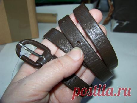 Коричневый тонкий ремень с овальной пряжкой за 65 грн. | Шафа