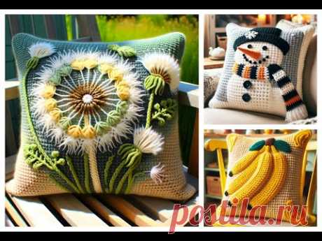 Beautiful cushions model knitted with wool (share ideas)#knitted #crochet #cushion