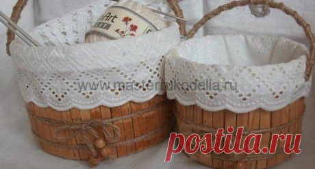 Корзина для мелочей из деревянных прищепок, мастер-класс | Мастер-классы по рукоделию