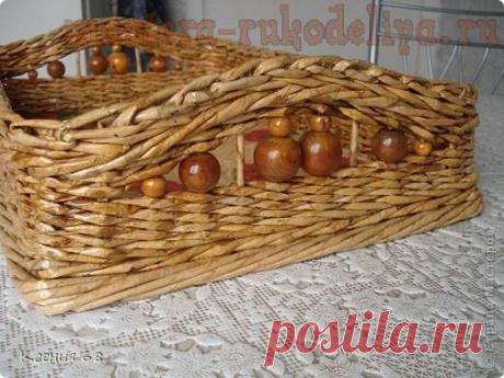 Мастер-класс по плетению из газет. Поднос с фанерным дном - Уроки по плетению