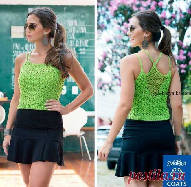 Короткая летняя маечка крючком схема. Женская маечка с ажурной спиной Короткая летняя маечка крючком. Женская маечка с ажурной спиной