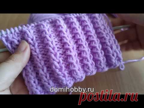 Узор спицами резинка с перекрещенными петлями