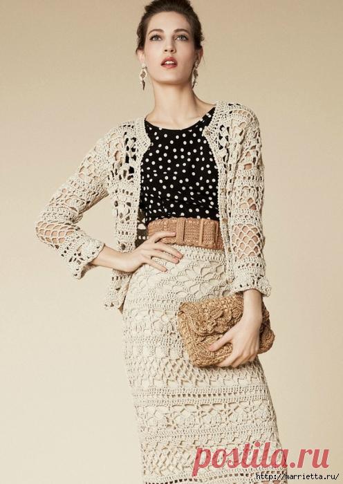 Ажурный костюм крючком. Схема