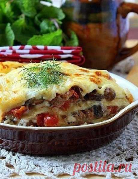 Лазанья с мясом и грибами