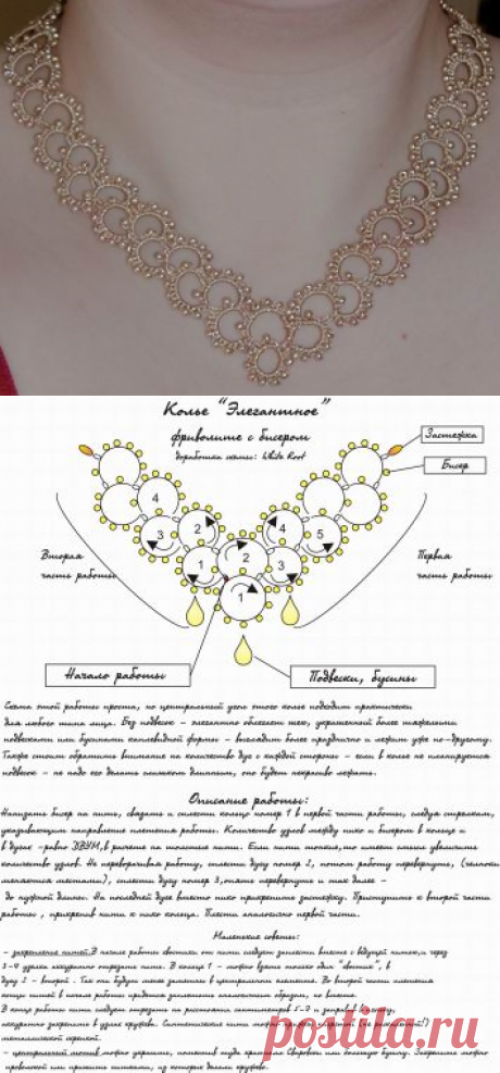Фриволите с бисером. Схема колье. | biser.info - всё о бисере и бисерном творчестве