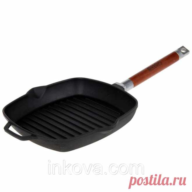 Сковорода-гриль чугунная со съемной ручкой без крышки (240*240 мм): продажа, цена в Ижевске. сковородки, сотейники, жаровни от 