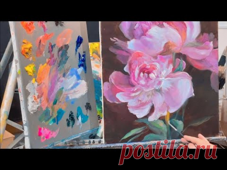 Пишем цветы маслом 🌸 Скидки 65% на Институт живописи на сайте Saharovs.ru Художник Игорь Сахаров