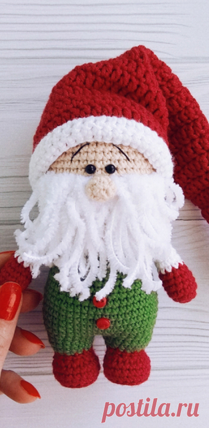 PDF Рождественский гном крючком. FREE crochet pattern; Аmigurumi doll patterns. Амигуруми схемы и описания на русском. Вязаные игрушки и поделки своими руками #amimore - гном, гномик, кукла, куколка.