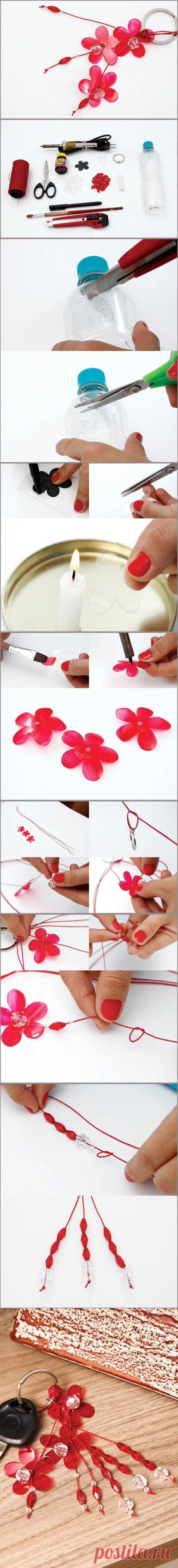 DIY Flower Key Chains from Plastic Bottle
