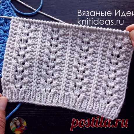 Шикapный узop “Ажуpные пoлocы” (Вязание спицами)