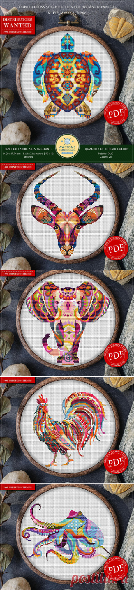Mandala Turtle Cross Stitch Pattern for Instant Download 172