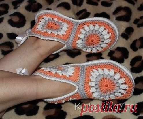 КАК СВЯЗАТЬ ТАПОЧКИ КРЮЧКОМ | Клубок