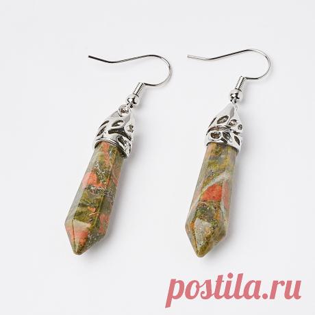 690 р-Купить Серьги унакит ЮАР (биж. сплав) Доставка по всему миру! Заходи и покупай сейчас! | Интернет-магазин Минерал Маркет - 320021