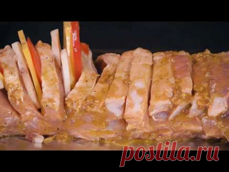 Мясо гармошка с грибами и помидорами, рецепт с фото