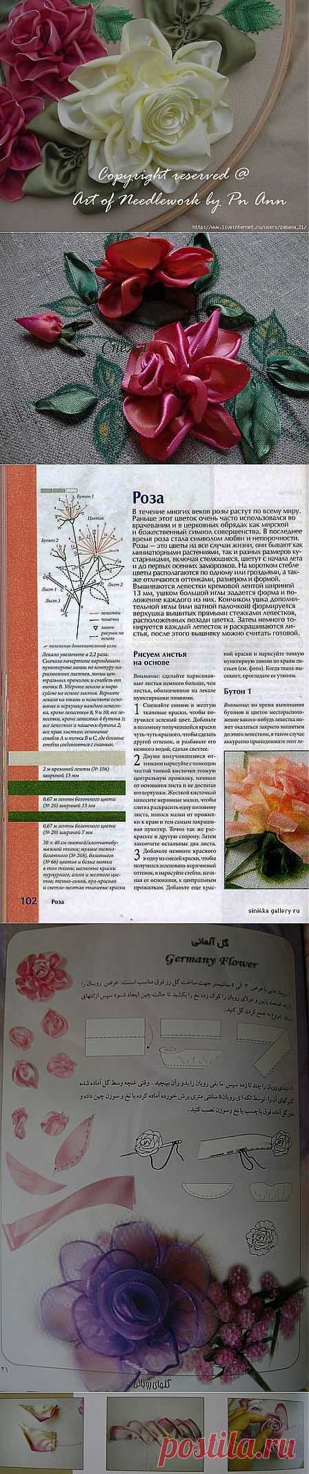 мастер-класс вышивки лентой(роза)ч.4.