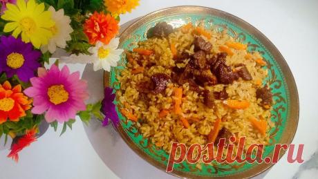 Плов Узбекский!!! Рассыпчатый и Вкусный!!! мясо-400-500гр&nbsp;растительное масло-1поварешка&nbsp;лук-1шт&nbsp;морковь -2средних&nbsp;соль по вкусу пробуйте бульон должен быть чуть соленый&nbsp;зира(кумин)-1ч.л.&nbsp;рис-650гр&nbsp;вода-1литр