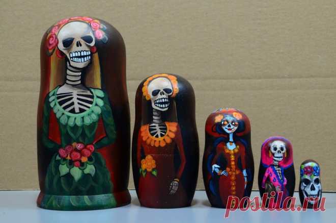 Русская Матрешка Бабушка Деревянные куклы гнездования Череп | Etsy