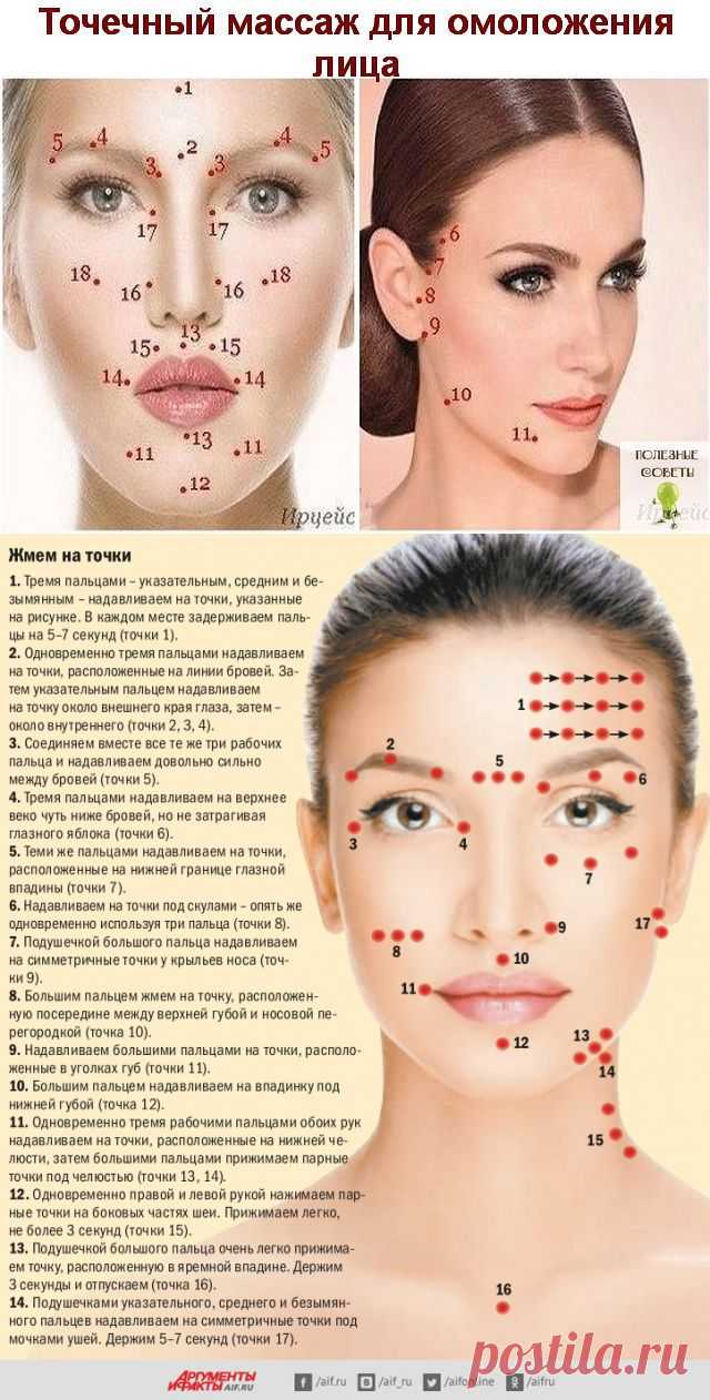 Точечный массаж для омоложения лица.