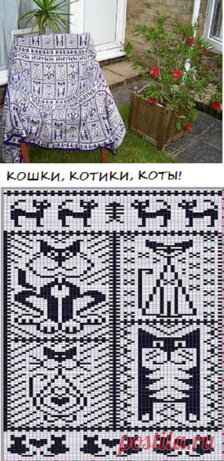 Жаккард. Орнамент &quot;кошки&quot;, схемы и рисунки. | Дамская копилка