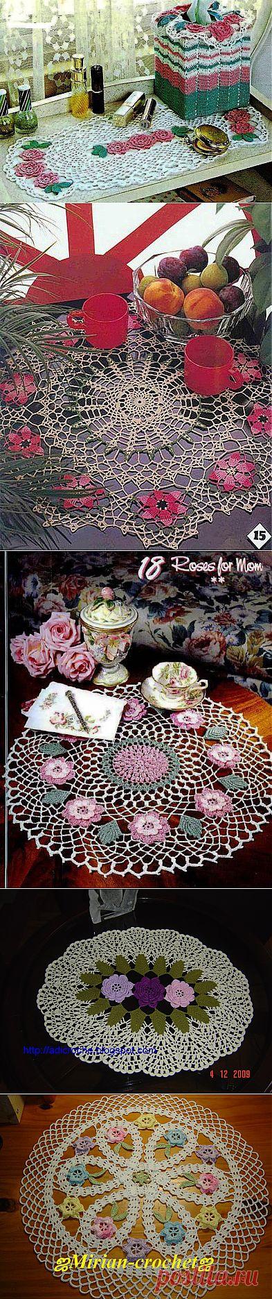 Салфетки с цветочным орнаментом: вязание крючком.