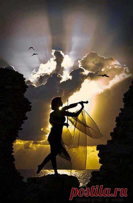 Босиком под дождем ночи темной испуг.В руки скрипку взяла,извлекла сердце звук.Зазвенела струна,рассыпая вокруг красных звезд пламена,как спасательный круг.Свет и тень,и борьба.,все смешалось вокруг,облаков кутерьма и смычек нежных рук.Средь ненастье одна.Ей же все непочем ,ведь сияла душа.Босиком под дождем(волшебная страна книг)