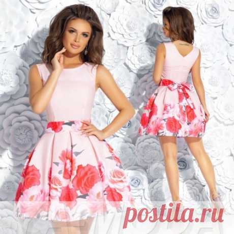 ☑ Платье в складку с крупными розами Беби Долл купить недорого