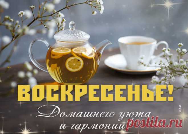 С воскресным днем! Желаю от души насладиться отдыхом, набраться сил, чтобы в новую неделю войти с огромными возможностями и силами.