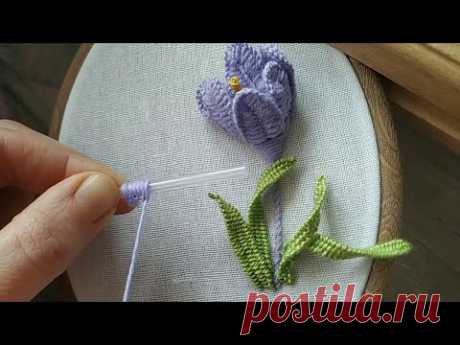 Як вишити крокус. Об'ємна вишивка. How to embroider a crocus. 3D embroidery