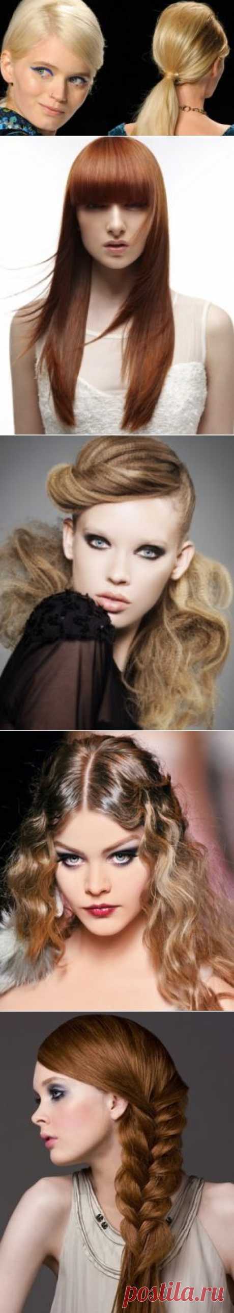 Прически 2014 - модные тенденции: конский хвост, косы, гофре. Фото.