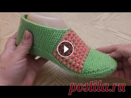 Тапочки следки на двух спицах без швов  №2 / patik modelleri Подошва 24-25 см.Спицы №3,5; пряжа акрил 100%(350м/100г). Подпишитесь на новый канал!!!...