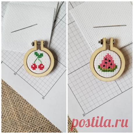 Counted Cross Stitch Cherries and Watermelon Minis 2 Patterns PDF Download - Etsy España