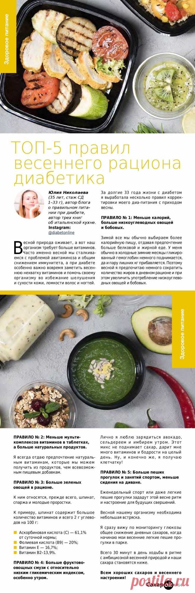 Топ-5 правил весеннего рациона диабетика