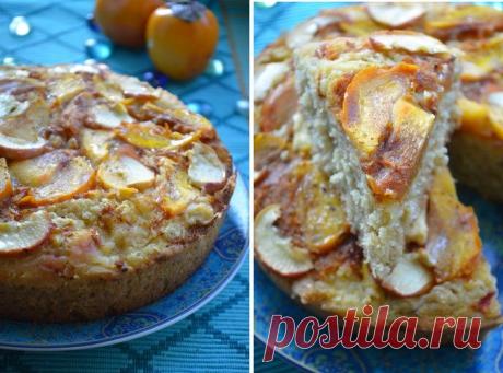 Яблочный пирог с хурмой и овсяными хлопьями. Рецепт c фото от Persona 8 ноября 2015 на koolinar.ru
