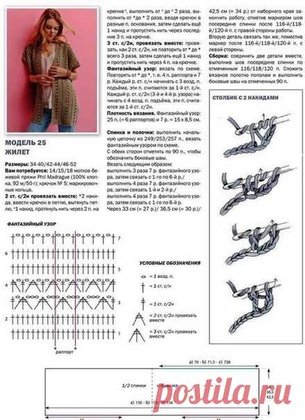 Простой в исполнении жилет

#жилет #схема #из_журнала #описание_работы