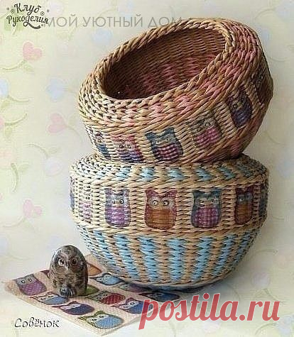 ​Многоцветное плетение корзины из газетных трубочек — DIYIdeas