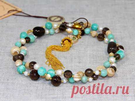 Бусы &quot;Лето&quot; из амазонита и топаза от BRimar