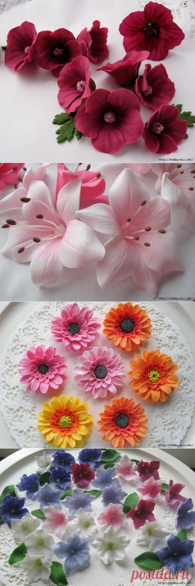Лепка. Шикарные цветы из сахарной мастики для украшения тортов. Фото мастер- классы- много.