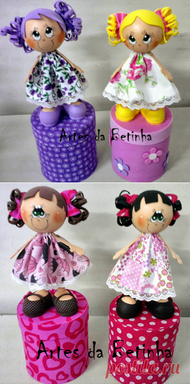 Artes da Betinha: Bonecas 3d - Lata de Mucilon