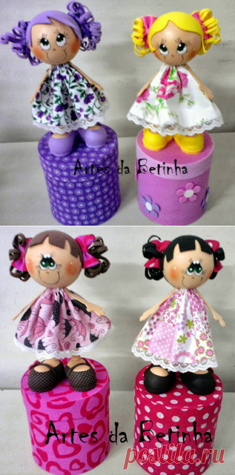 Artes da Betinha: Bonecas 3d - Lata de Mucilon