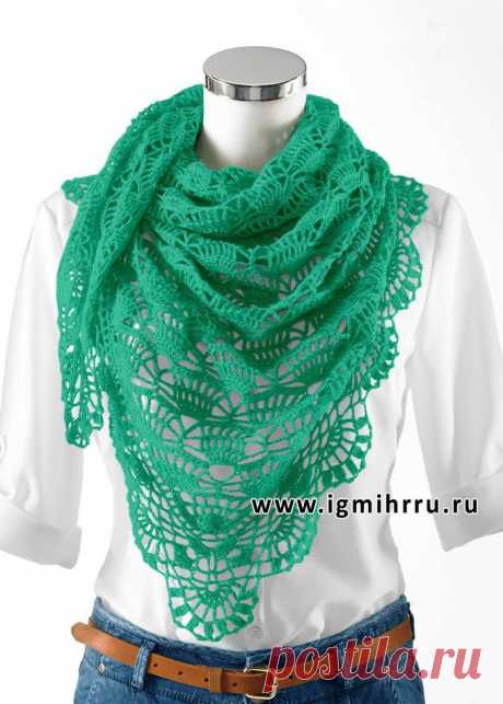Ажурная шаль «Мятная свежесть». Крючком. / igmihrru.ru
