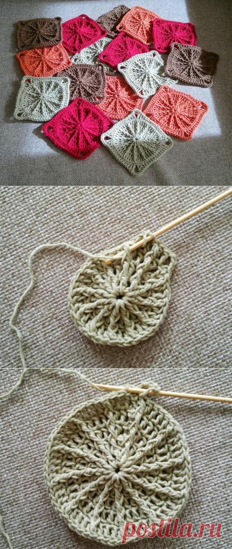 Мотив "Солнечный квадрат" (вязание крючком) - Ярмарка Мастеров - ручная работа, handmade
