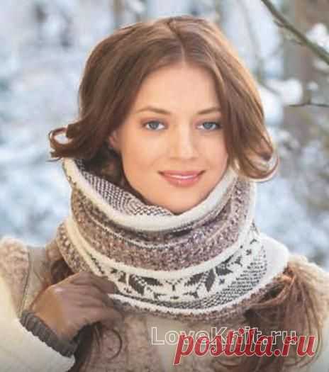 Воротник хомут с рисунком схема спицами » Люблю Вязать