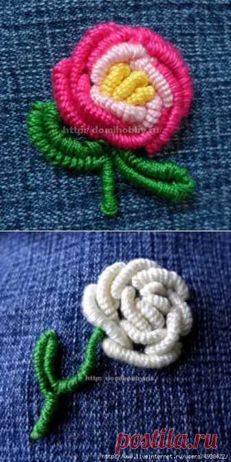 Вышивка рококо - розочка.