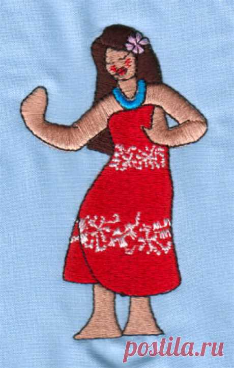 Embroidery Design: Hula Girl 2 (large)2.41″ x 3.98″ Machine embroidery design: aloha hawaii tropical aloha vacation lei flower hula girl 2 dancer hibiscus orchid dancer native hawaiian beautiful woman sari dress skirt island holiday luau