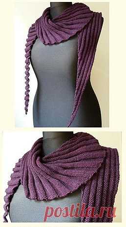 Шаль-бактус "Волнорез" спицами