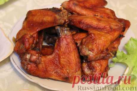Рецепт: Крылышки в медово-имбирном соусе с вином на RussianFood.com