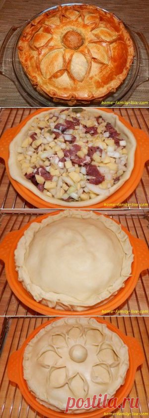 Пирог с мясом - пошаговый рецепт с фотоКулинарные рецепты