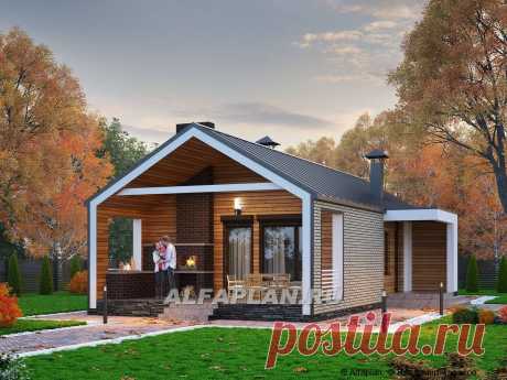 🏠 &quot;Тета&quot; - одноэтажный дом с фальцевыми фасадами и кровлей: цены, планировка, фото. Купить готовый проект 1020B