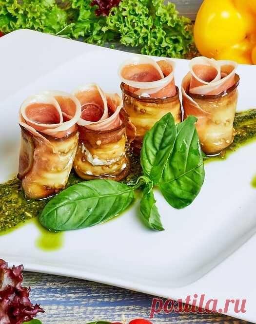 ღ  Рулетики из баклажанов с сыром и прошутто
